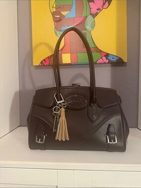 Steve Madden Dark Brown Satchel with Tan Tassel Charm